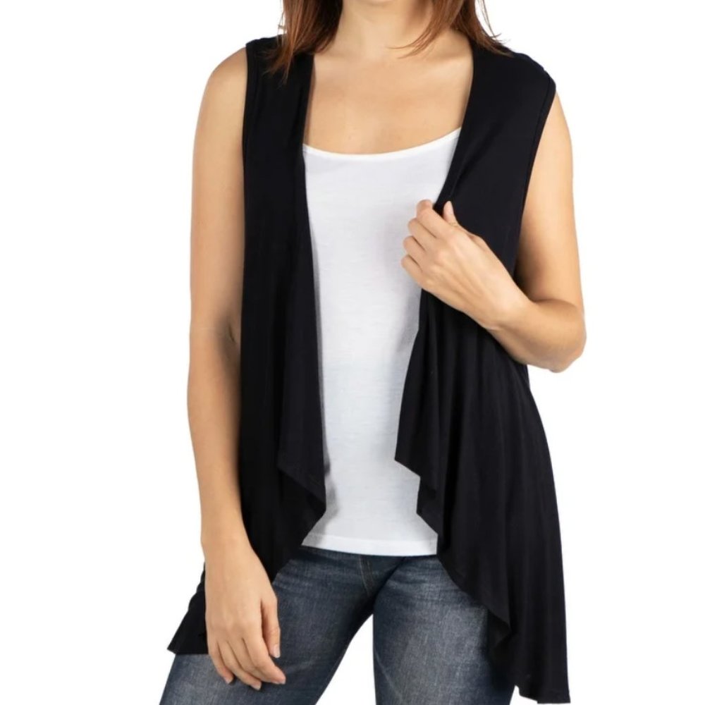 Sleeveless Open Front Cardigan